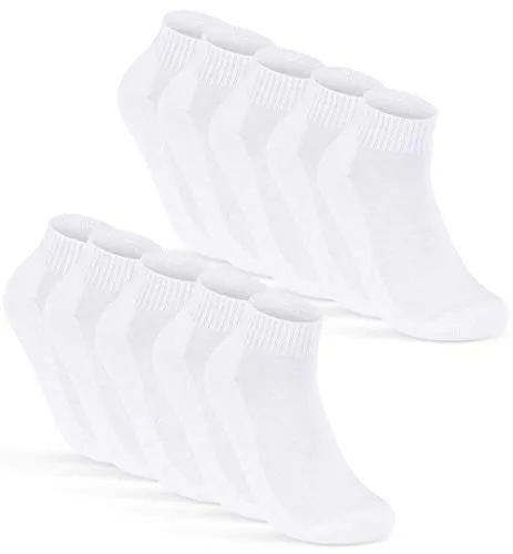 Paar Sneaker Socken Herren Weiß Quarter Sportsocken Gepolstert Frotteesohle Atmungsaktiv Baumwolle 16200 WP (43-46 Weiß) 10