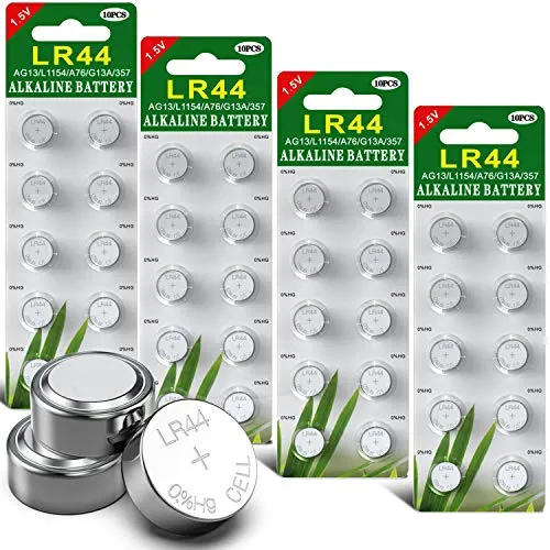 GutAkaLi 40er Pack LR44 Knopfzelle - 1.5V LR44 - Alkaline Batterie LR44 Ohne Quecksilber - (AG13 L1154F V13GA SR44 LR44H A76 LR754 357 303 Knopfzelle)
