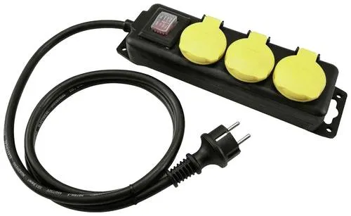 EUROLITE Steckdosenleiste 3-fach IP44 - 5m mit Ein-Aus-Schalter, ideal für den Einsatz im Außenbereich und wetterfest