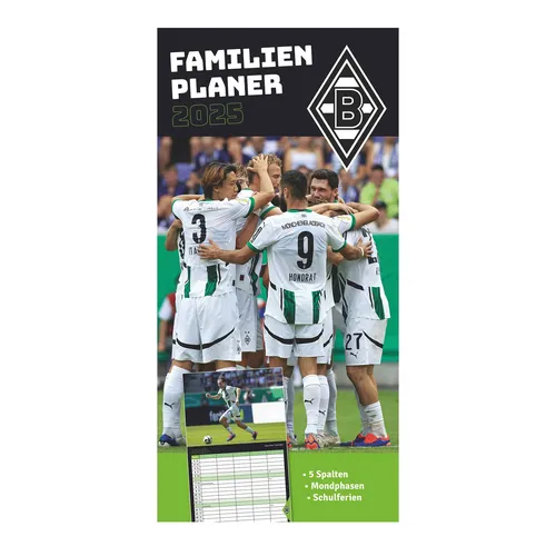 Borussia Mönchengladbach Familienplaner 2025 - Familienplaner mit 5 Spalten, ideal für Fans und Familienorganisation