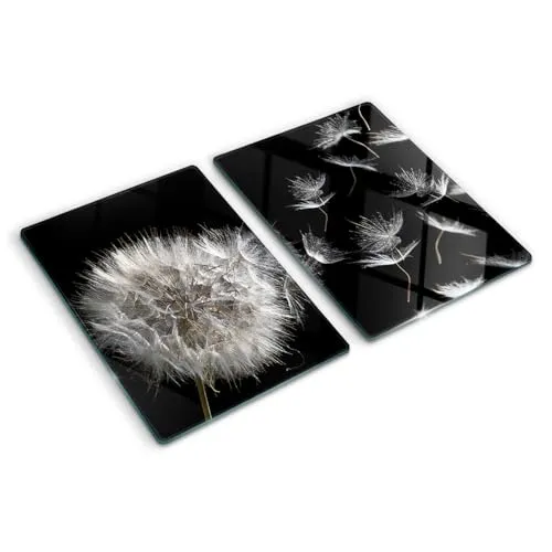 Löwenzahn Glasschneidebrett 2er Set 40x52 cm in schwarz von Tulup