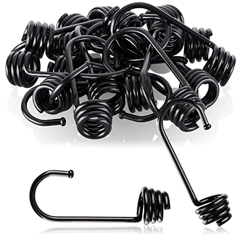 com-four® 20x Spiralhaken - lackierter Metallhaken - Endstück für Spanngurte, Gepäckspanner, Planenseile, Expander, Kordeln und Abspannseile - Haken für Abspanngummis (schwarz - 08mm)