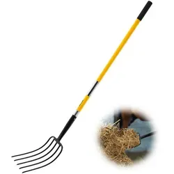 VEVOR Dunggabel 1450 mm, 5-Zinken-Heugabel mit Fiberglasstiel