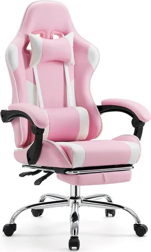Ergonomischer Gaming-Stuhl mit Fußstütze und Kunstleder