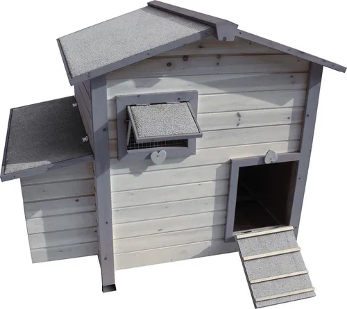 Flamingo Hühnerstall Happy Hen Cottage - Geräumiger Hühnerstall für glückliche Hühner, mit einfacher Reinigung durch zusätzliche Rücktür und wettergeschützten Beinen. Ideal für die artgerechte Haltung.