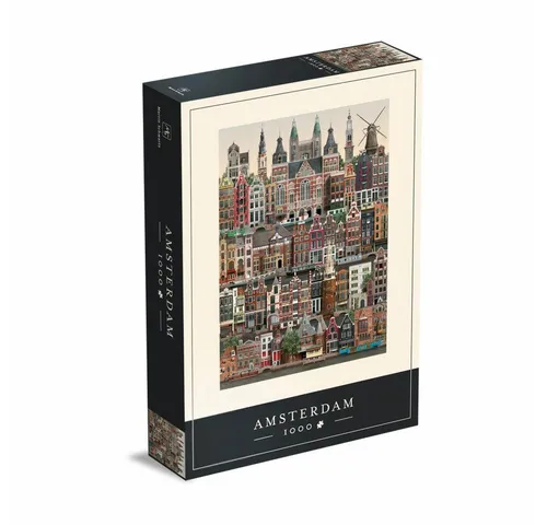 Martin Schwartz Puzzle Amsterdam, 1000 Puzzleteile - Standard-Puzzle mit 1000 Teilen, entdecke die Sehenswürdigkeiten Amsterdams und erhalte ein Poster sowie eine Liste aller abgebildeten Gebäude. Ideal für Puzzle-Fans ab 12 Jahren!