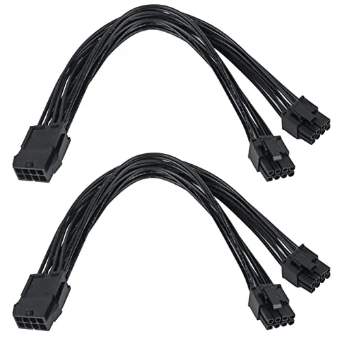 YieJoya PCIE Grafikkarte Kabel, 8Pin auf 2 x 8-Pin PCIe Adapter Stromkabel, 2er-Pack 8Pin auf Dual PCIe Splitter Pin (6+2) Grafikkarten PCI-Express Stromadapter