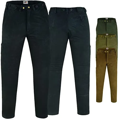 German Wear Lange Jagd Trachten Lederhose Jägerhose Jagdhose Nubukleder, 58/3XL, Schwarz