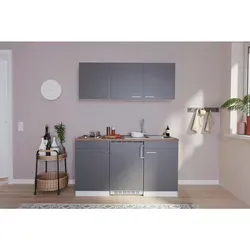 Respekta Küchenzeile KB150WG 150 cm Grau-Weiß Glänzend in grau von Respekta