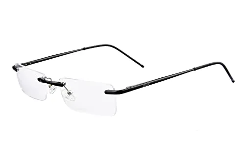 Edison & King Randlose Lesebrille Clarity – EIN Schmuckstück mit Premiumgläsern inkl, Blaufilter (Schwarz, +1,75 dpt)