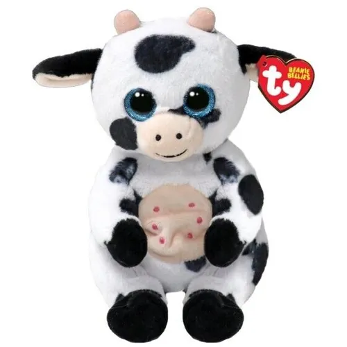 Ty Beanie Babies Bellies Herdley Cow 15cm - Süßes, kuscheliges Stofftier mit Glitzeraugen, ideal zum Einkuscheln und Spielen
