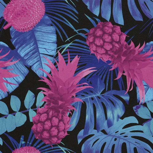 OUTDOOR DEKOSTOFFE OXFORD - Motiv Ananas und Palmblätter I DX097