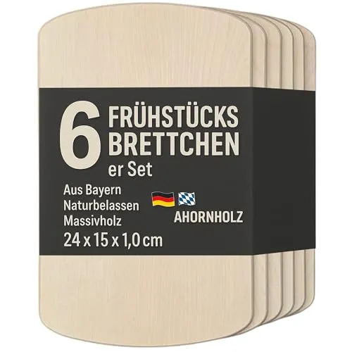 DEKOFANT Frühstücksbrettchen Ahorn 24 x 15 x 1 cm, 6er Set