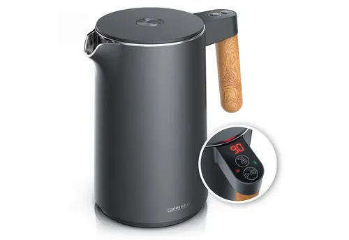 Arendo Wasserkocher Edelstahl – Doppelwand mit Temperatureinstellung 40° - 100 °C - Wasserkocher mit 1,5 l Fassungsvermögen und 2200 W, bietet eine Warmhaltefunktion und präzise Temperatureinstellung für perfekten Tee-Genuss.
