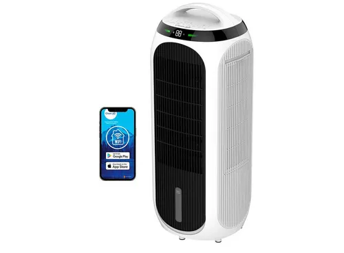 4in1 Luftkühler CA-106 Smart - Turmventilator mit Luftkühler, Luftreiniger und Luftbefeuchter für Räume bis 65 m², bietet flexible Funktionen für ganzjährigen Komfort.