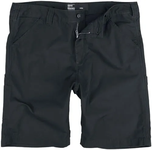 Vintage Industries Alcott Shorts – Schwarz, Größe M für Männer - Hochdichte Qualität und lockere Passform, ideal für Freizeit und Arbeit. Mit praktischer Schlaufe für Hammer.