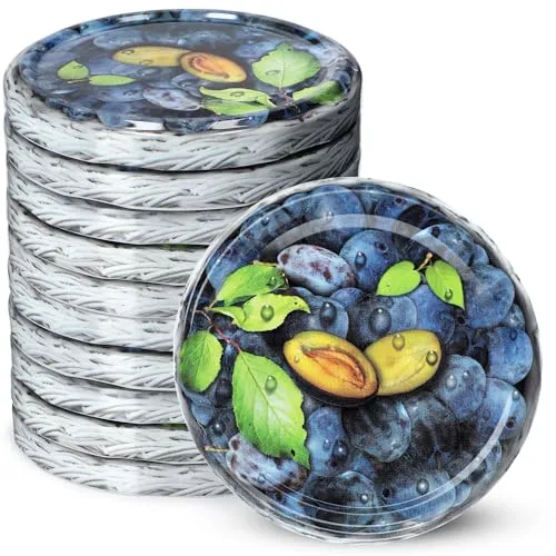 KADAX Schraubdeckel fi82 mm, Twist-Off-Deckel Set aus Metall, Ersatzdeckel für Einmachgläser, Deckel mit 6 Einrastzähnen für Sturzgläser und Einmachgläser (Pflaumen, 10 Stück)