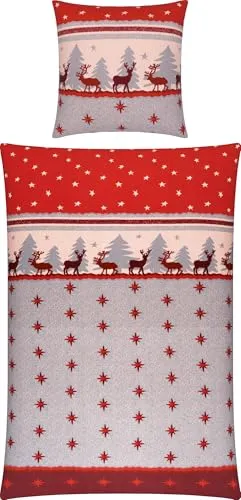 Erwin Müller Bettwäsche Feinbiber rot Größe 1x 155x220 cm + 1x 80x80 cm