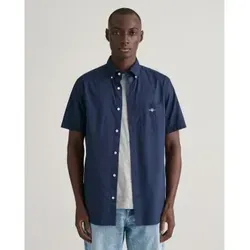 Gant Kurzarmhemd Blau M - Stilvoll und Bequem - Hochwertiges Kurzarmhemd aus 100 % Baumwolle in Marineblau, ideal für jeden Anlass. Pflegeleicht bei 40°C, perfekt für den täglichen Einsatz.