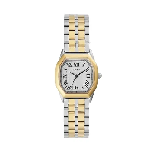 Fossil Watch ES5362 - Elegante Damenarmbanduhr - Armbanduhren für Damen mit 27-mm-Gehäuse, bicolor Edelstahlband und wasserdicht bis 30 m. Stilvolles Design mit cremefarbenem Zifferblatt für jeden Anlass.