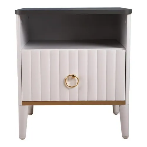 Moderner weißer Nachttisch aus Holz mit Schubladen