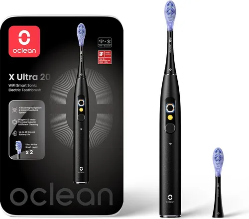 Oclean Elektrische Zahnbürste X Ultra 20 - Smarte elektrische Zahnbürste mit KI-Sprachführung und 12-Zonen-Präzisionsführung für eine gründliche Reinigung. Der Maglev 4.0-Motor sorgt für bis zu 84.000 Bewegungen pro Minute und eine Akkulaufzeit von bis zu 40 Tagen.