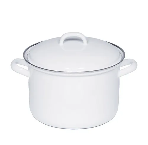Riess Classic Weiß Fleischtopf 22 cm - Emaille Kochtopf - Vielseitiger 4,5 L Fleischtopf aus hochwertiger Emaille, geeignet für alle Herdarten, inklusive Induktion. Ideal für gesundes Kochen und langlebig im Einsatz.