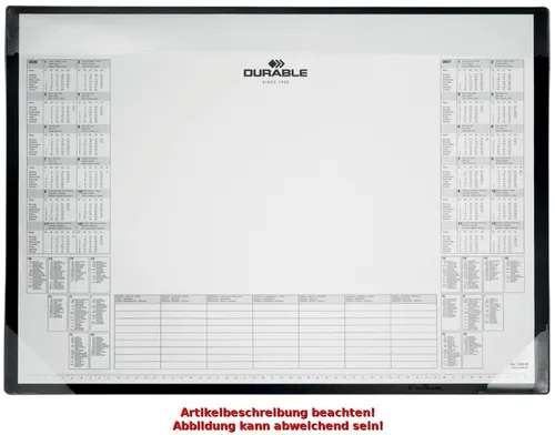 DURABLE Schreibunterlage mit Kalenderblock, PP, schwarz in schwarz von DURABLE