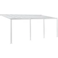 Juskys Terrassendach Borneo 6x3m - Hochwertiges Alu Terrassendach in Weiß, idealer Regen- und Sonnenschutz mit UV-Schutzfolie für sicheren Aufenthalt auf der Terrasse.