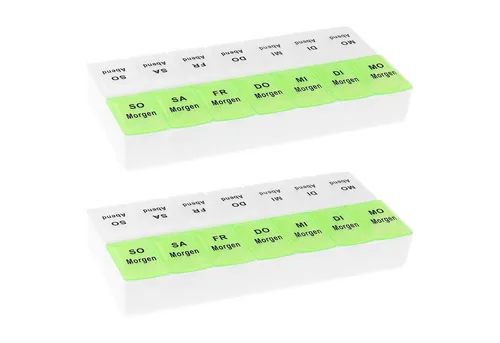 Wellgro Pillendose 2x Tablettenbox für 7 Tage mit je 2 Fächer pro Tag