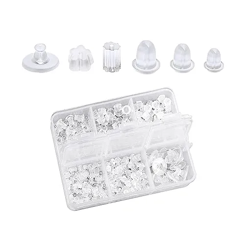 Stück Ohrringe, Kunststoff-Ohrring-Rückseite, transparente Ohrringe, Damen-Ohrringe, Silikon-Ohrringe, elastische Passform, weich und transparent, mit Aufbewahrungsbox 600