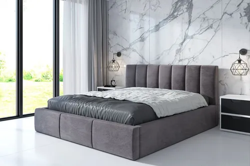 Polsterbett IGI-OM 90 x 200 mit Bettkasten in Grau - Hochwertiges Polsterbett mit Bettkasten und Lattenrost. Robust und pflegeleicht, ideal für Ihr Schlafzimmer. Genießen Sie angenehmen Komfort und stilvolles Design.