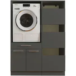 Laundreezy Waschmaschinenschrank, Anthrazit - TV-Halterungen - Organisieren Sie Ihren Hauswirtschaftsraum mit dem stilvollen Laundreezy Schrank, der Platz für Waschmaschine und Trockner bietet und mit 120 kg belastbar ist.
