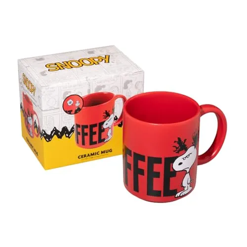 Grupo Erik Tasse Kaffeetasse Peanuts Snoopy Premium Kaffeebecher - Teetasse Größe 8,7 cm x 9,5 cm - Fassungsvermögen 350 ml - Offizielles Snoopy Lizenzprodukt