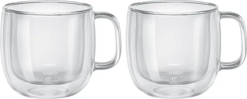 ZWILLING Cappuccino Glasset 2-tlg. SORRENTO - Elegantes doppelwandiges Cappuccinoglas-Set für stilvolle Kaffeegetränke, spülmaschinenfest und mit 0,45 l Füllmenge pro Glas.
