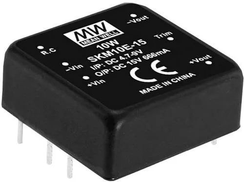MEAN WELL SKM10B-12 DC/DC-Wandlermodul 10W - Halbleiter mit hoher Leistungsdichte im kompakten 1x1 Zoll Gehäuse, ideal für IoT und industrielle Anwendungen, mit breitem Eingangsspannungsbereich und Betriebstemperatur von -40 bis +85°C.