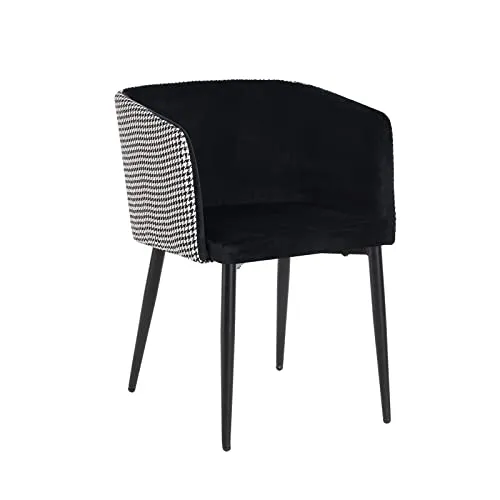 HTI-Living Esszimmerstuhl Destin Hahnentritt Schwarz-Weiß - Stuhl mit modernem Retro-Charme, weich gepolstert und mit Armlehnen für höchsten Komfort. Ideal für stilvolle Essbereiche. Maße: 58 x 73 x 56 cm.