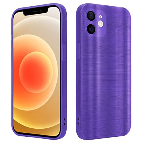 Cadorabo Hülle kompatibel mit Apple iPhone 12 Schutzhülle TPU Silikon Case Brushed Design mit Kameraschutz Slim Kratzfest Weiche Gummi mit Rundumschutz Case Hülle für iPhone 12 in Lila