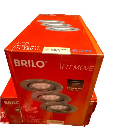 3x Briloner Einbaustrahler Nickel-matt GU10 LED 3x 3W 3x 260lm 3000K warm Ø86mm