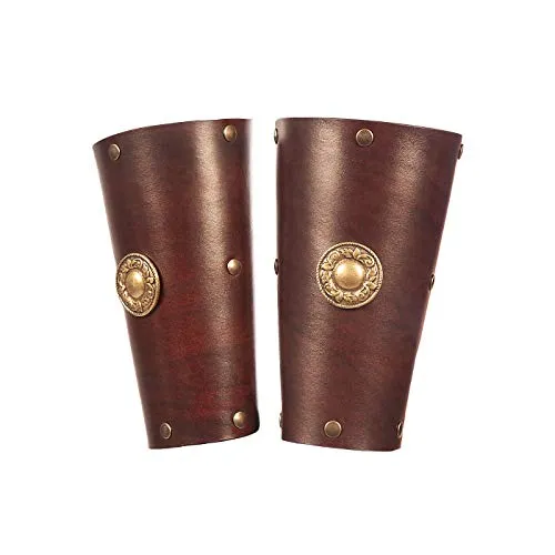 Andracor - Armschienen Römischer Gladiator - Echtleder für Legionäre, Antike, Sparta & LARP - braun