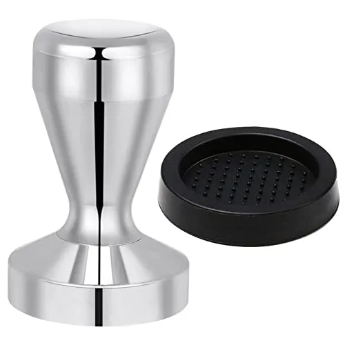 Vicloon Kaffee Tamper, 51mm, Silikonmatte 58mm, 304 Edelstahl für Espresso, Intensiver Kaffee Genuss