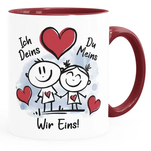 SpecialMe Tasse Kaffee-Tasse Liebe verliebte Strichmännchem Spruch Ich Deins Du Meins Herz Geschenk Valentinstag Jahrestag SpecialMe®, Keramik