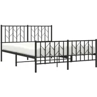 vidaXL Metallbettgestell Schwarz 135x190 cm - Robustes Bettgestell aus pulverbeschichtetem Stahl mit elegantem Design. Inklusive Lattenrost für optimalen Halt und zusätzlichem Stauraum unter dem Bett.
