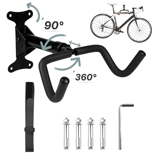 Fahrrad Wandhalterung – Fahrradhalterung Wand, 30kg Tragkraft, 360° Drehbar und Ausziehbar, 90° Klappbar, 8 mm Dickes EVA-Schaumstoff-Schutz, geeignet für Rennräder, Mountainbikes, MTB