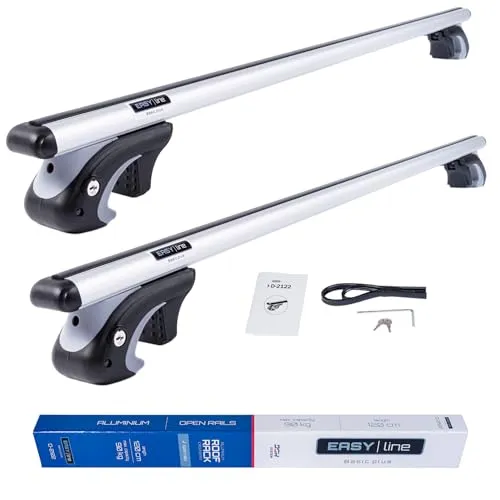 Kompletter Aluminium-Dachträger Relingträger Easy Line Basic Plus 120 cm für Volkswagen Passat B7 Variant Kombi 2010-2014 mit offener Dachreling, abschließbar, Nutzlast 90 kg