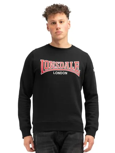 Lonsdale Herren Berger Lp181 Sweatshirt, Schwarz, XXL EU - Herren-Sweatshirt in schmaler Passform mit großer Logo-Applikation, aus hochwertigem Fleece für optimalen Tragekomfort.