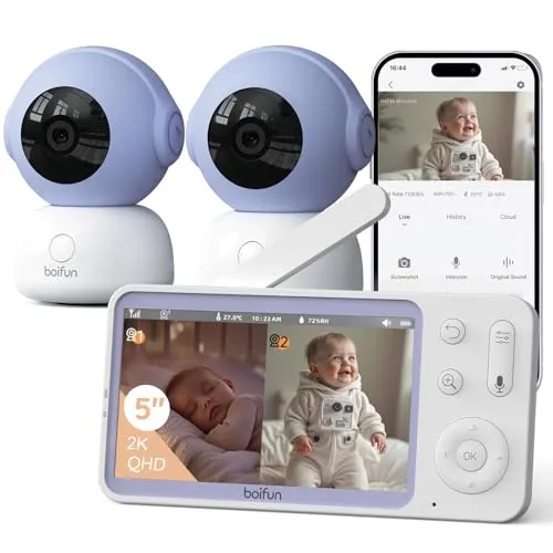 Boifun Babyphone mit 2 Kameras und 2K App-Steuerung