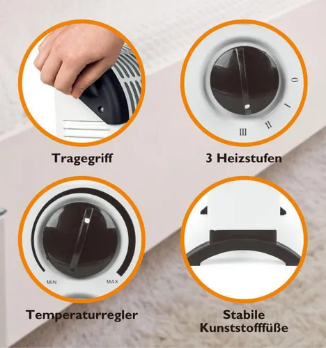 BURI Konvektorheizung 2000W – Kompakter Heizlüfter