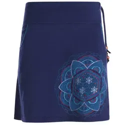 Vishes Minirock Kurzer Damen Baumwoll-Rock Taschen-Rock Mini-Röcke Blume des Lebens Hippie, Ethno, Boho Style blau 40-42