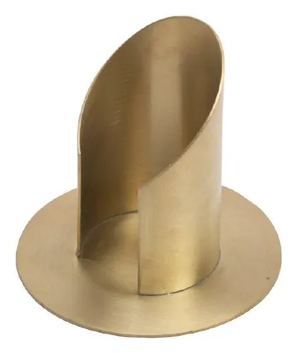 Röhren Kerzenleuchter mit Schlitz, Messing Gold matt gebürstet für Ø 5 cm